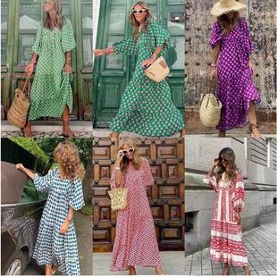 Sleeve Dress Street Geometric Size Puff Plus Womens Collage