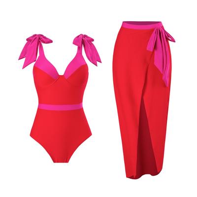 spring slimming set color one-piece swimsuit belly-covering