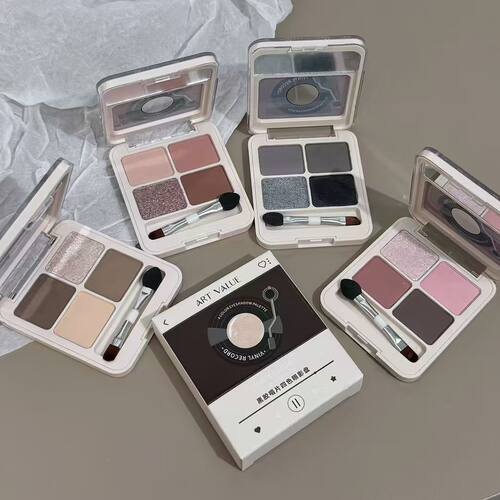 Eye shadow quad plate portable makeup黑胶唱片四色眼影盘便携