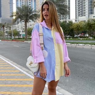 long and front sleeves style back short boyfriend shirt