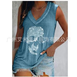 neck diamond skull casual shirt pullover vest deep