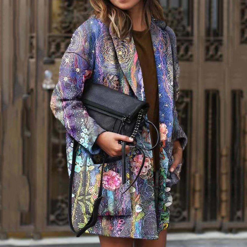 Womens Fashion Sleeve Temperament Jacket Lapel Long Short
