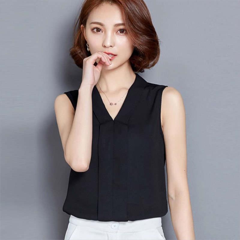 Chiffon commuter style loose vest bottoming shirt for