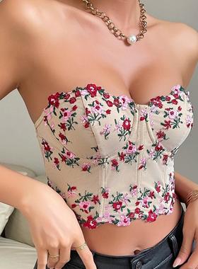 top tube buttoned navel-baring short style INS top