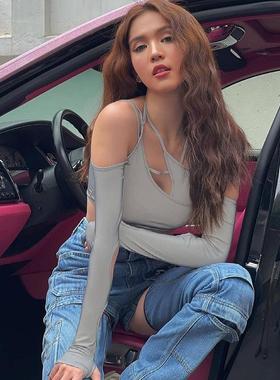 backless Womens halter tops neck color solid navel-baring