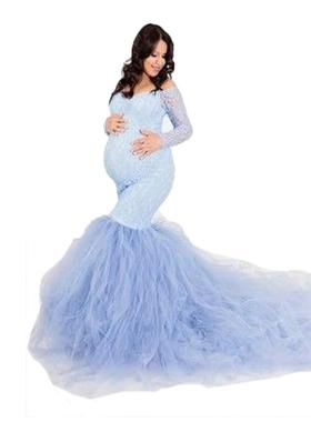 pregnant long-sleeved photography lace mesh fluttering