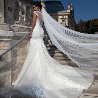 Fashionable meter-long double-layer bridal wedding veil