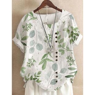 linen women short for fashion Retro sleeved and casual
