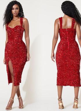 women for dress suspender red mid-waist skirt mid-length