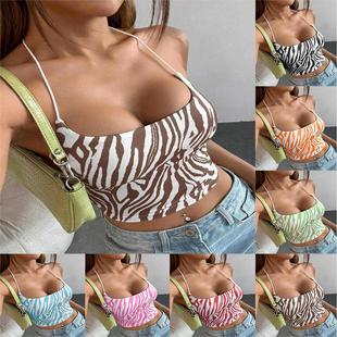 sexy crop summer womens stripe korean backless halter tank