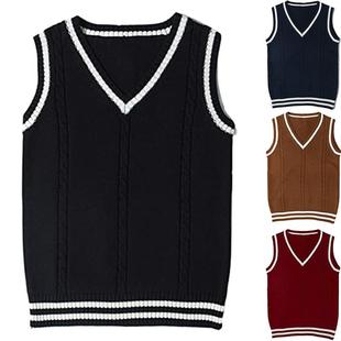 Casual Knitted Stitching Striped neck Pullover Vest