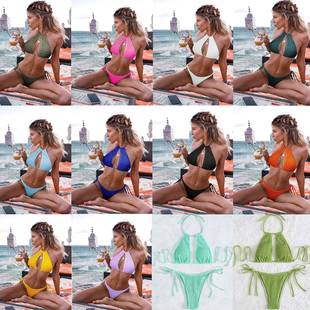 bikini swimwear woman beach push swimsuit ribbed bather