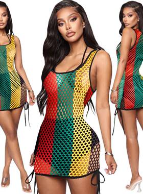 Dress Nightclub Dress Vest Cover-up Beach Hole Colored