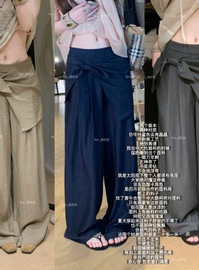 蒜尼尼【满级裤型】定制面料蝴蝶结造型直筒显瘦西装裤女7001