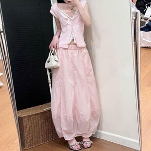 蒜尼尼2030带内衬和口袋梦幻花苞冰川粉防晒裙