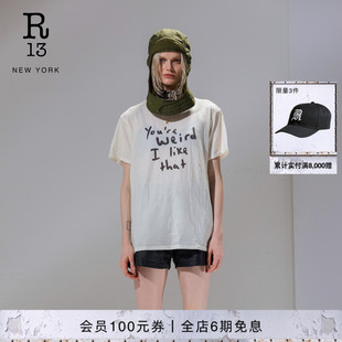 【明星同款】R13 宽松手工印花趣味字母短袖T恤