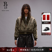 经典 R13 美式 飞行夹克简约复古宽松拉链领短外套女