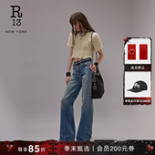 季 末甄选 R13 明星同款 CHARLOTTE高腰微喇自然做旧牛仔裤