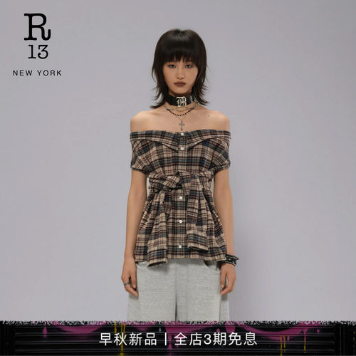 R13时尚露肩绑带衬衫
