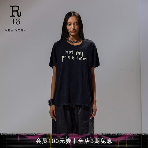 R13宽松字母印花短袖T恤