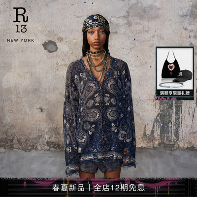 R13宽松男友风针织开衫