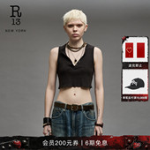 品牌经典 式 R13 V领无袖 性感显瘦亨利衫 短款 甜辣妹露腰背心