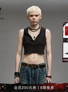 【品牌经典】R13 V领无袖性感显瘦亨利衫式短款甜辣妹露腰背心