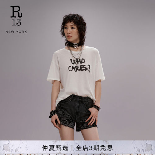R13宽松字母印花短袖T恤