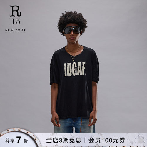 R13宽松字母印花短袖T恤
