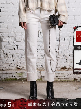 【限量发售】R13 BOY STRAIGHT 赤耳翻边直筒牛仔裤