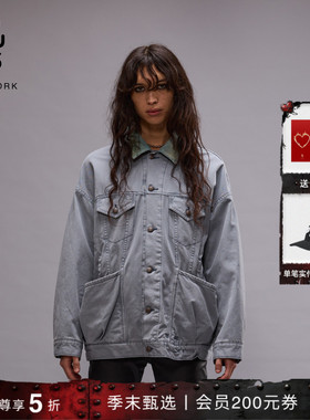 【明星同款】R13 做旧宽松多口袋外套美式工装夹克