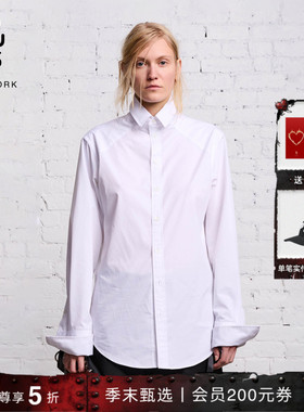 R13 经典修身版型休闲简约风百搭长领衬衣纽扣衬衫