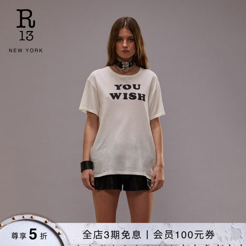 R13个性手工印花圆领T恤