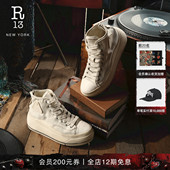 品牌经典 高帮厚底系带设计纯色帆布板鞋 R13 经典 运动鞋 KURT