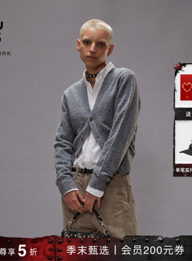 【季末甄选】R13 短款V领下摆收腰设计感羊毛羊绒混纺开衫毛衣