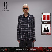 R132026早春新品 正反两穿双面印花解构毛边衬衫