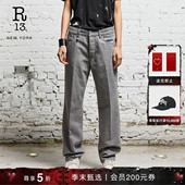 明星同款 R13 LEMMY 美式 复古棉麻混纺直筒牛仔裤