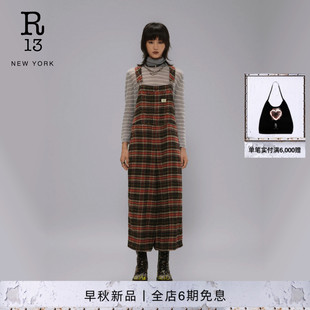 R13 2026早秋新品宽松随性休闲工装风格纹连体裤背带裤