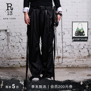 明星同款 风缎带元 R13 宽松工装 素造型感羊毛长裤 秋冬系列