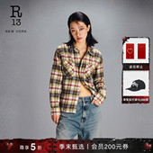 格纹衬衫 日系休闲复古按扣修身 明星同款 R13