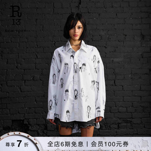 R13宽松休闲刺绣衬衫