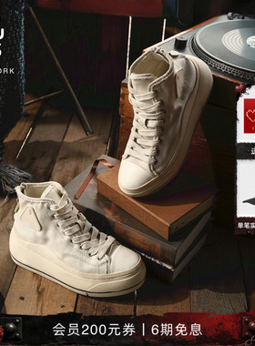 【品牌经典】R13 KURT 经典高帮厚底系带设计纯色帆布板鞋运动鞋