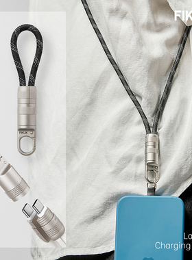 FIKLIK二合一挂绳数据线双USB-C1便携充电线PD快充手机短线尼龙编织100W-240W