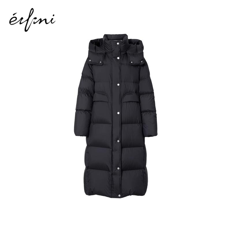 【蒋欣代言】伊芙丽新品连帽茧型长款面包羽绒服外套2025冬季新款