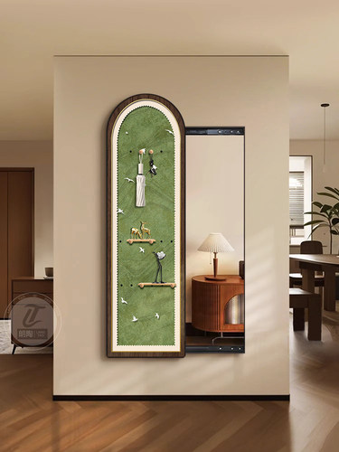 中世纪风格隐镜画孔板储物架隐推拉隐形梳妆镜挂画