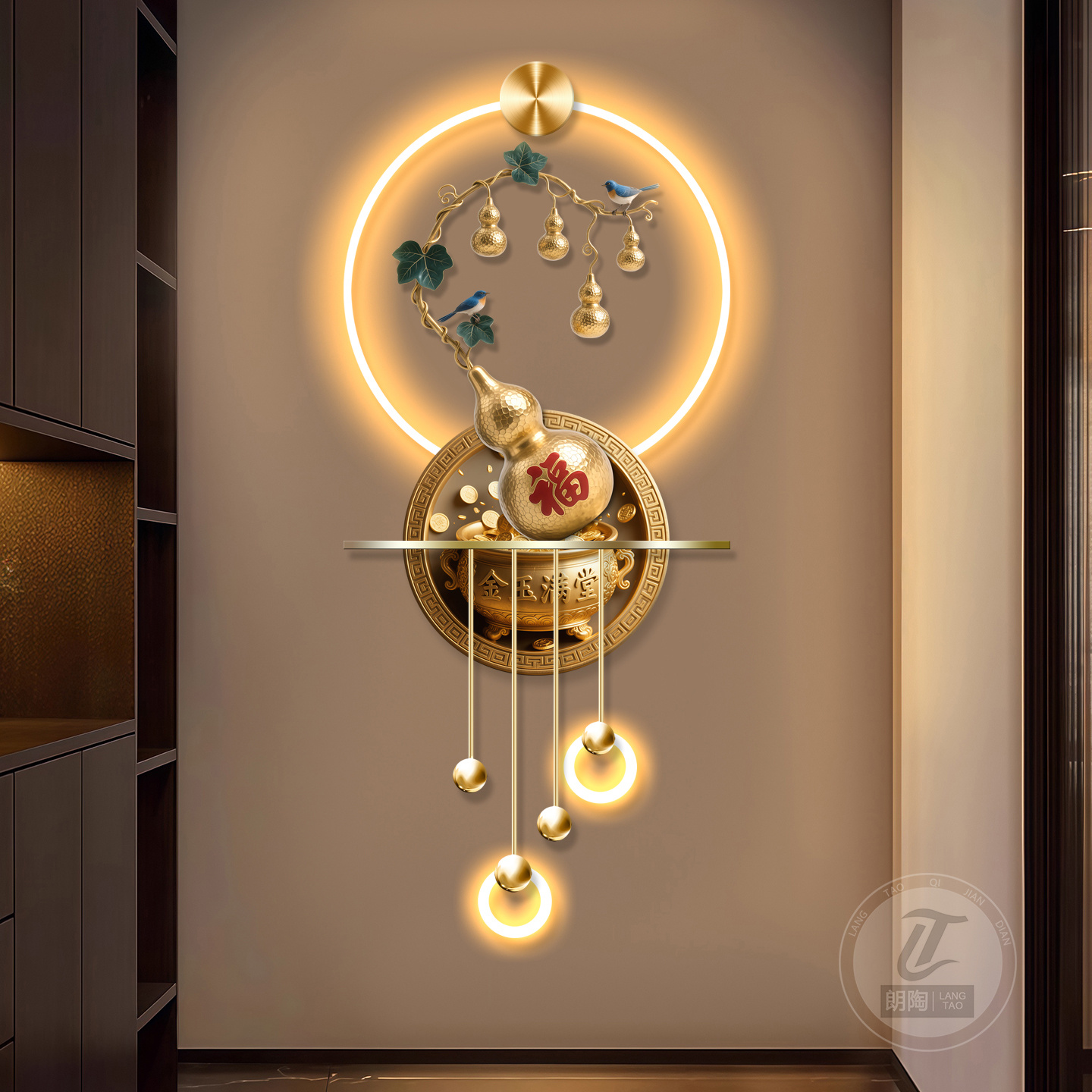 新中式玄关装饰画轻奢福字葫芦画