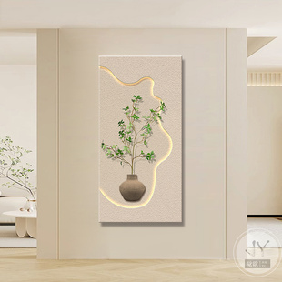 饰画高级感立体砂岩壁画过道走廊发光氛围感灯画 奶油风客厅玄关装