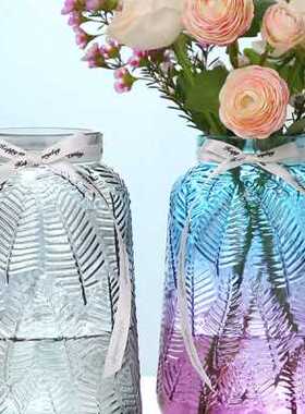 花瓶宽口大肚子圆肚广口大口径矮款玻璃插花瓶北欧适合放玫瑰花的