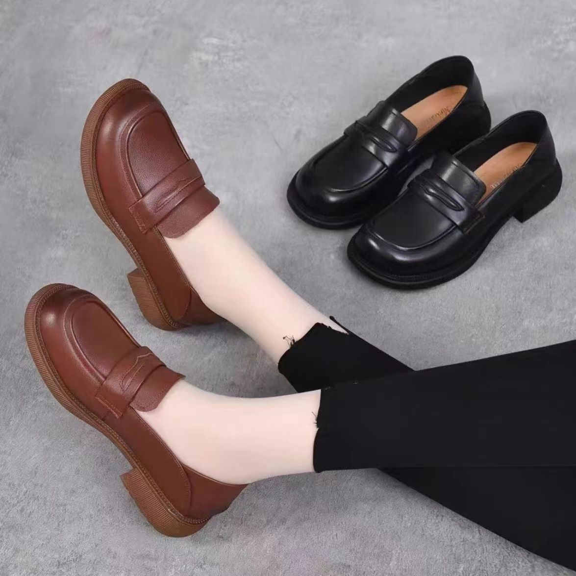 2024新款百搭真皮单鞋女