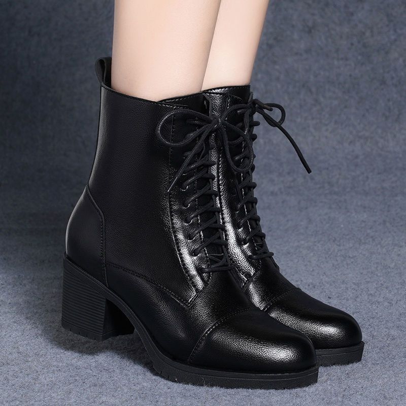 品牌女鞋秋冬款真皮高跟